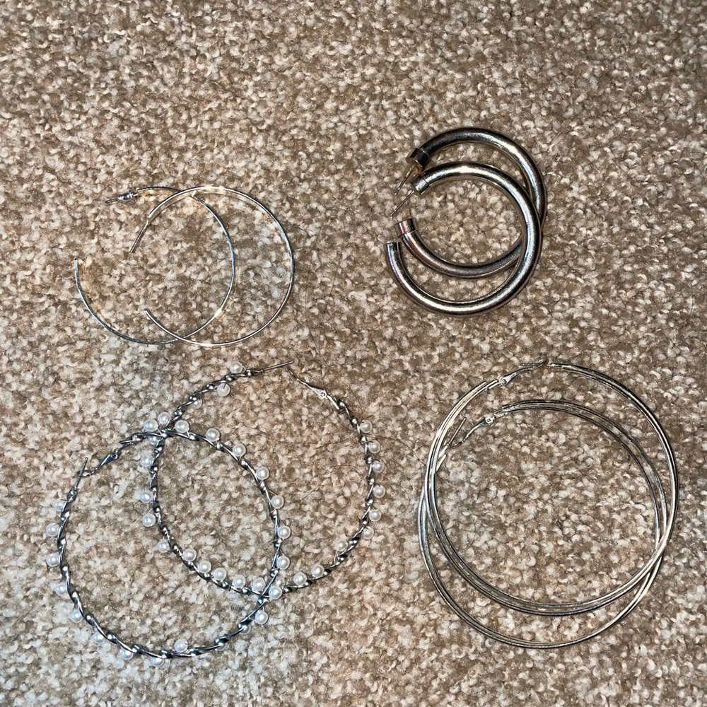 Silver hoop earring set